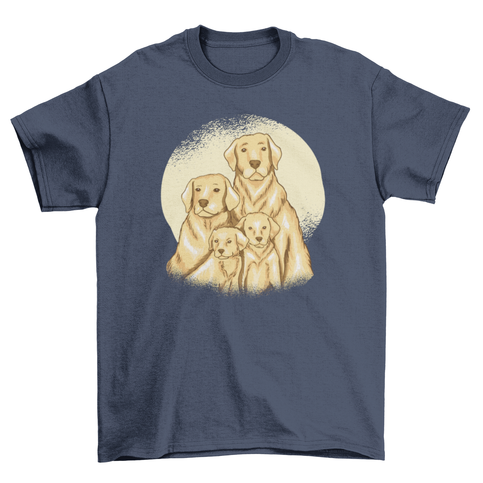 A stylish t-shirt featuring a family of Labrador dogs in a beautiful design.