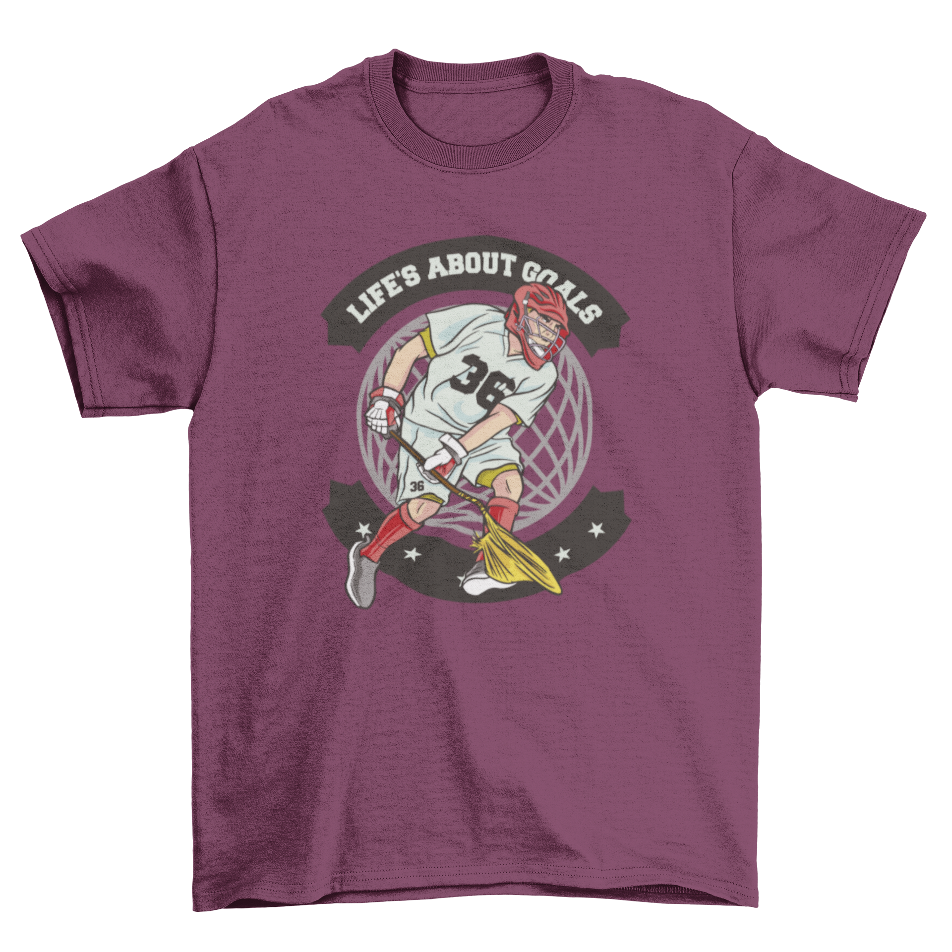 Lacrosse player t-shirt featuring a dynamic graphic and motivational quote.