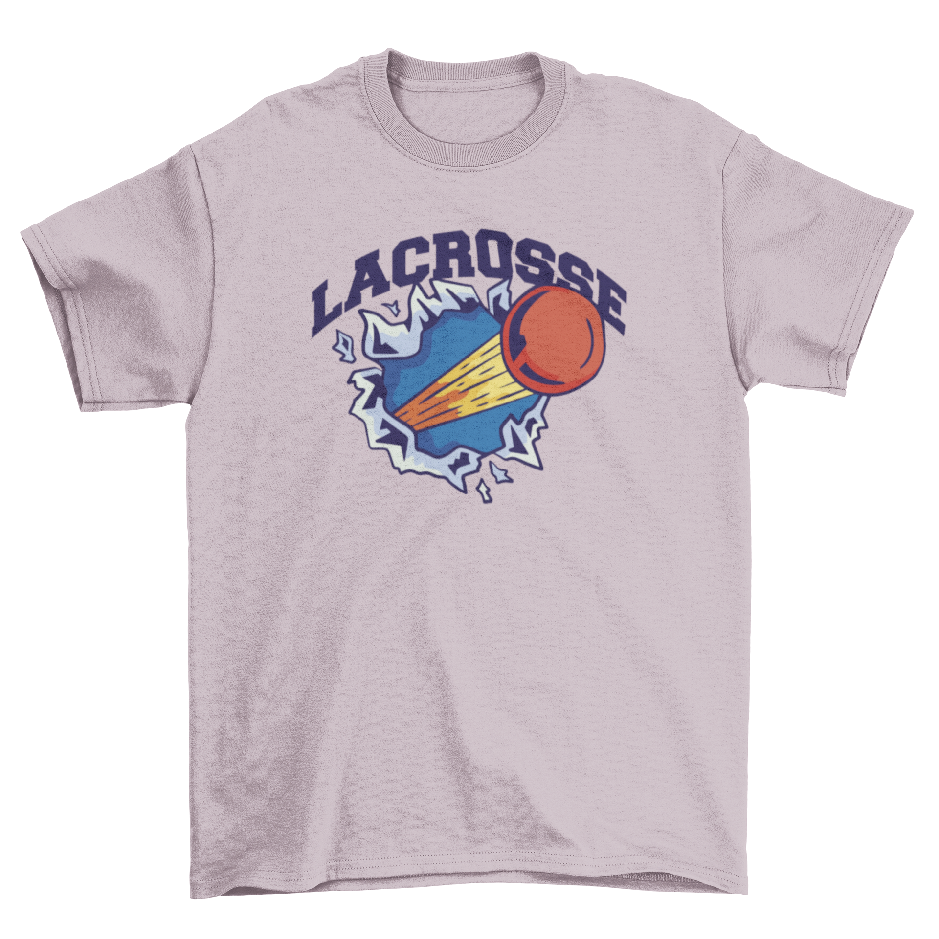 Lacrosse Wild T-Shirt featuring a lacrosse ball breaking a wall with the quote 'Lacrosse'.