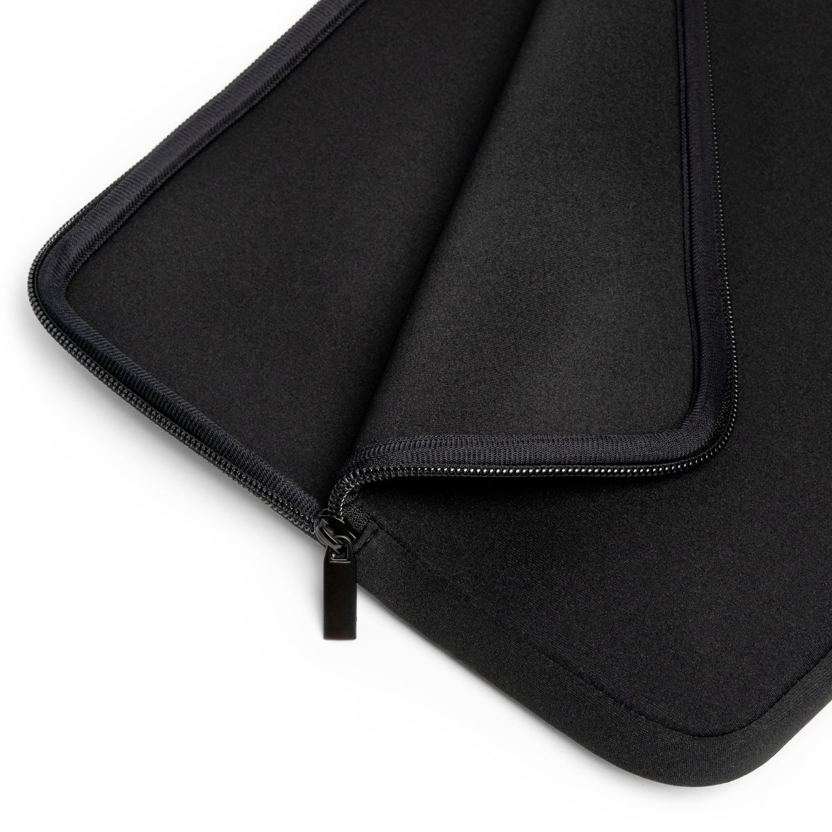 Personalized laptop sleeve featuring a customizable front and solid black back, designed for protection and style.