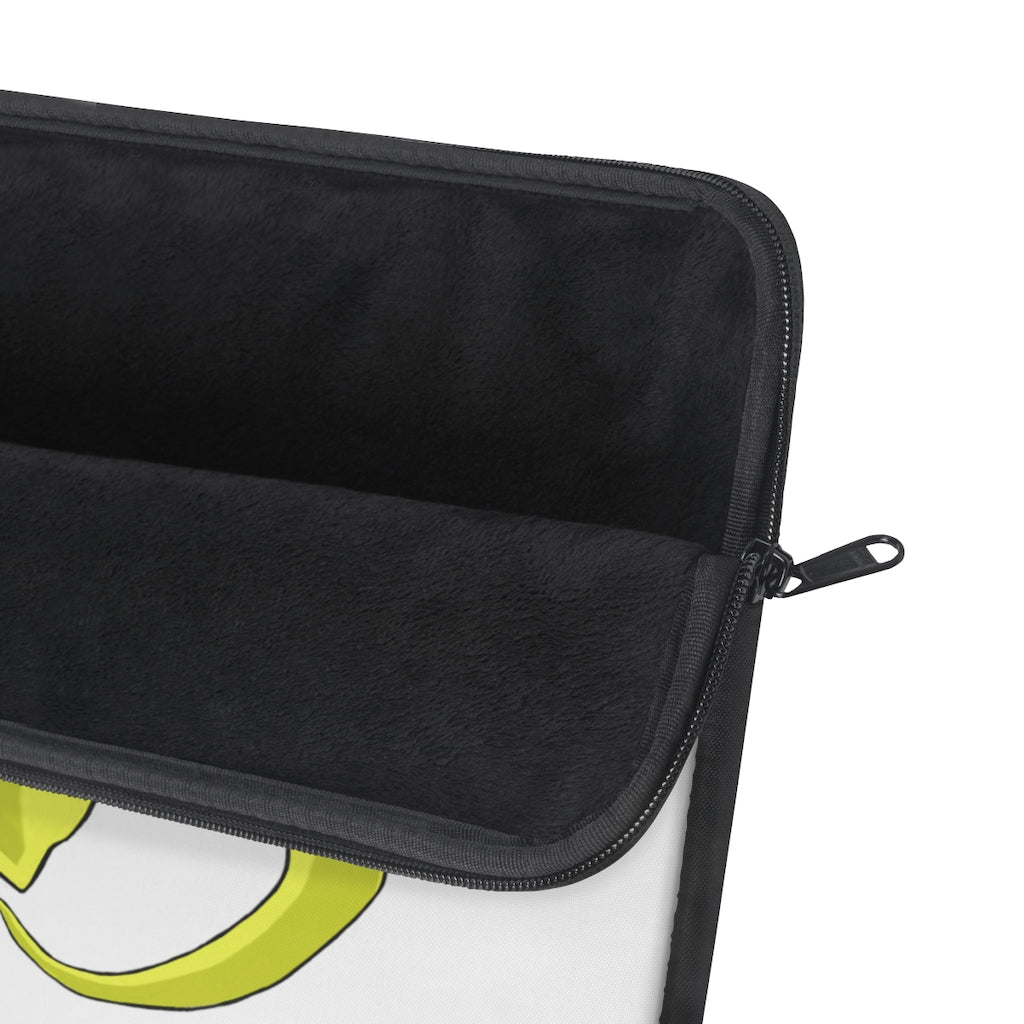 Stylish laptop sleeve with a printed front and black backside, designed for protection and elegance.