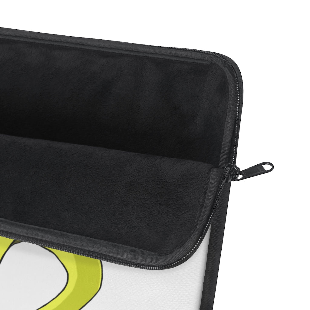 Stylish laptop sleeve with a printed front and black backside, designed for protection and elegance.