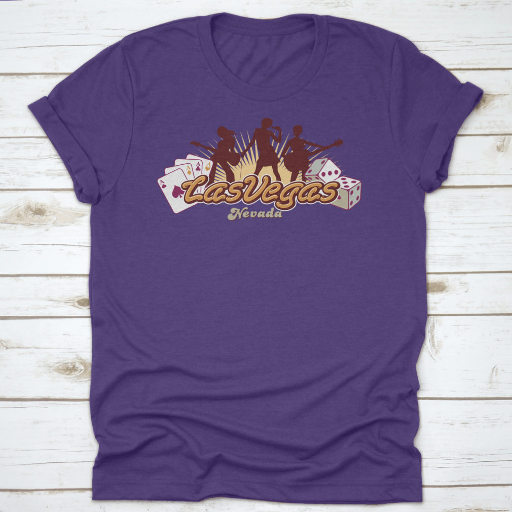 A stylish Las Vegas Casino Dancing T-Shirt featuring vibrant graphic design, made from 100% cotton for comfort.