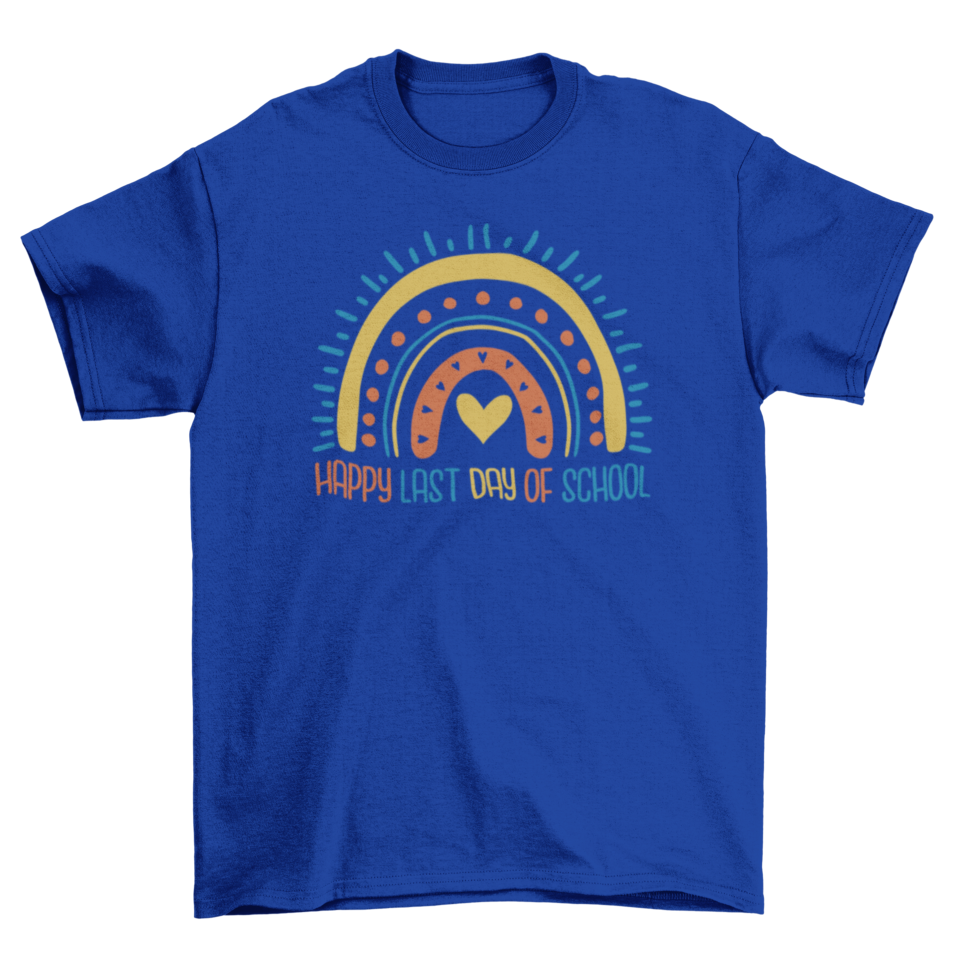 Colorful Last Day of School Rainbow T-Shirt featuring a cheerful quote and vibrant design.