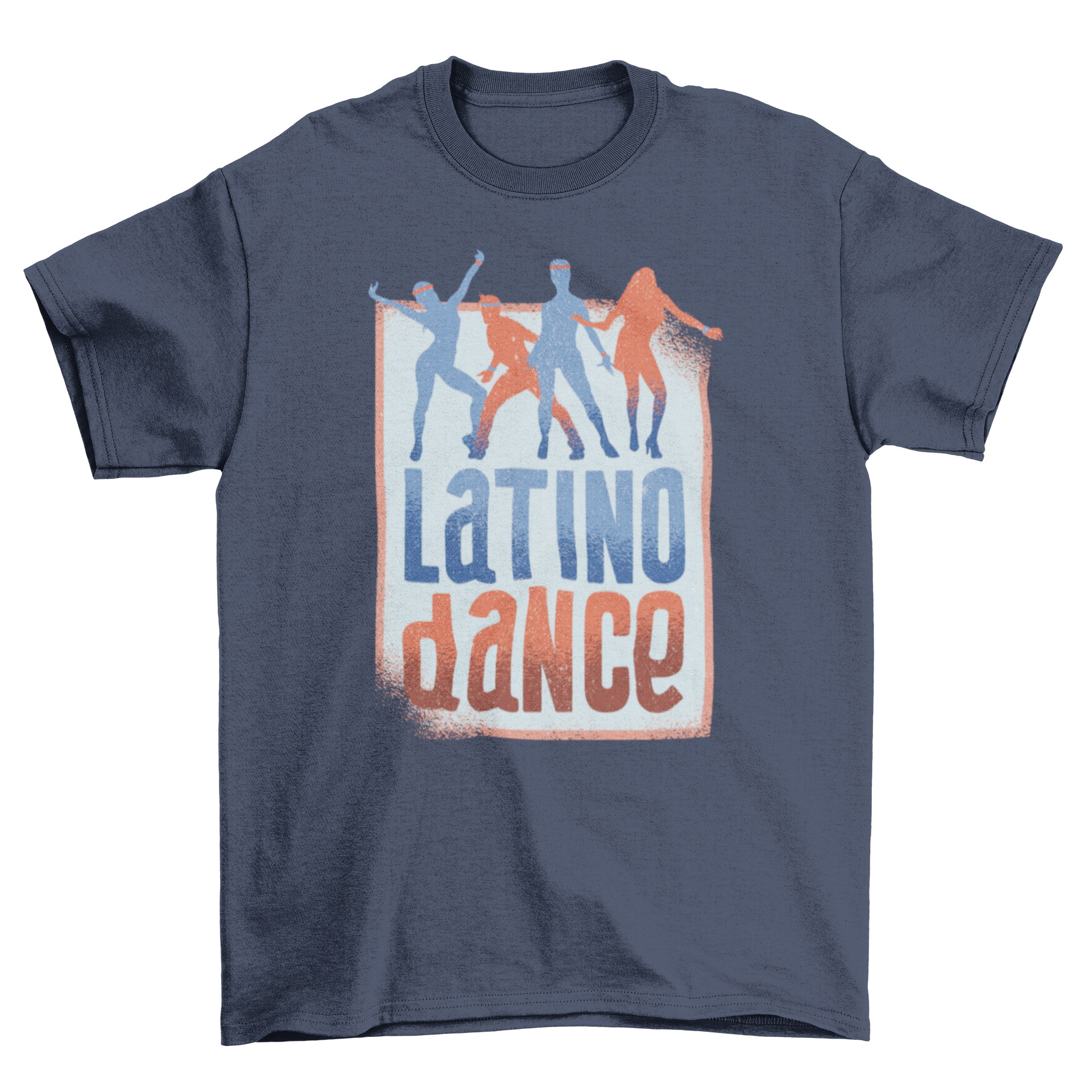 A vibrant Latin Dance T-Shirt featuring dancers in motion, perfect for dance enthusiasts and fitness lovers.