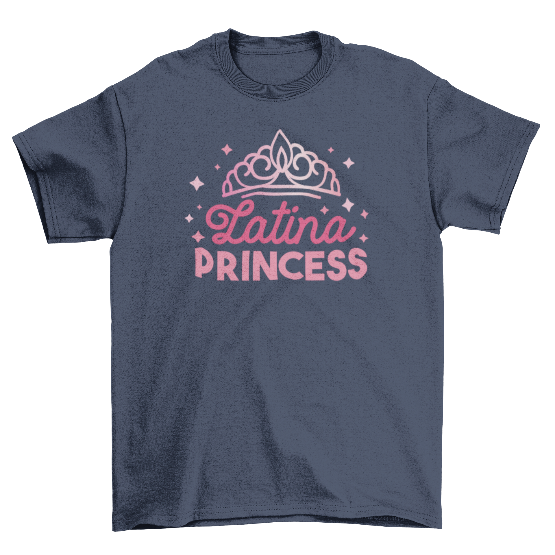 Latina Princess T-shirt featuring the quote 'LATINA PRINCESS' with a sparkling tiara design above it.