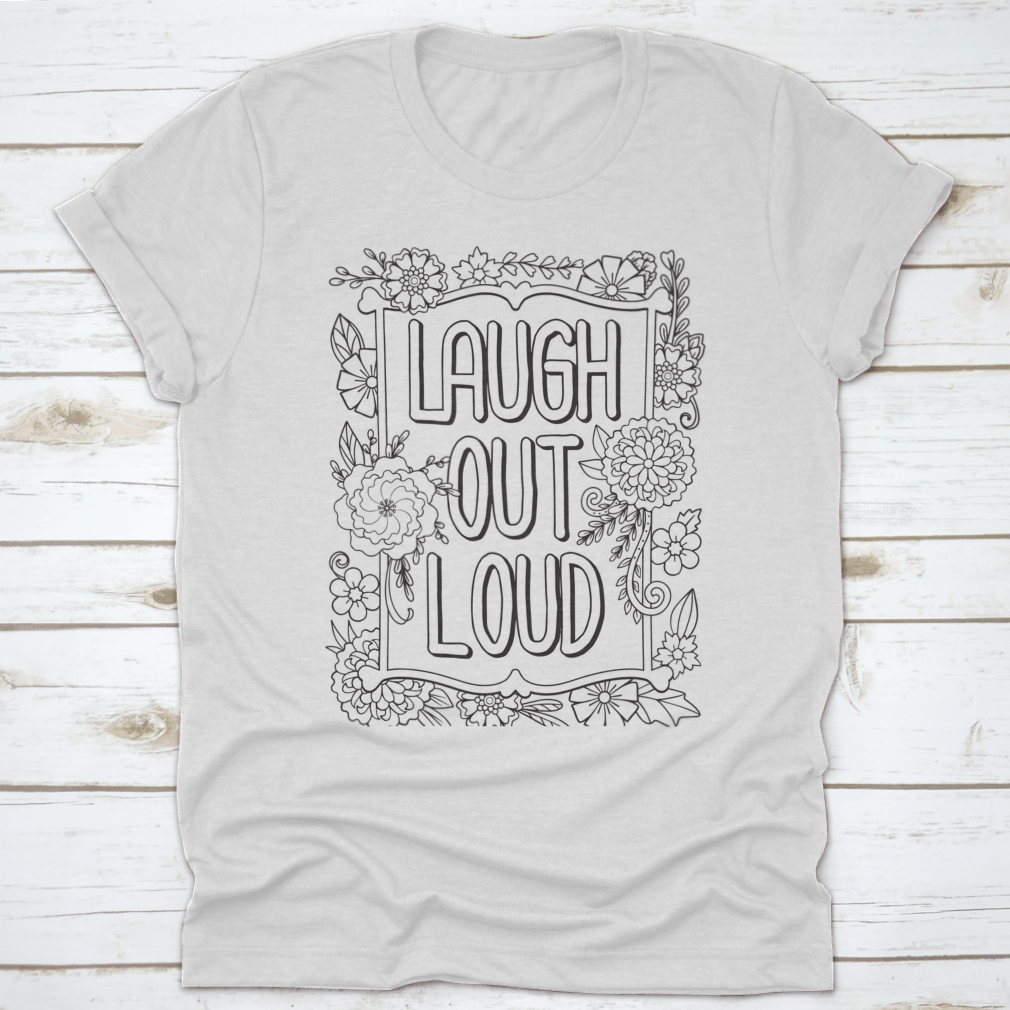 Laugh Out Loud Font with Flower Frame design, perfect for Valentine's Day gifts, showcasing vibrant colors and playful typography.