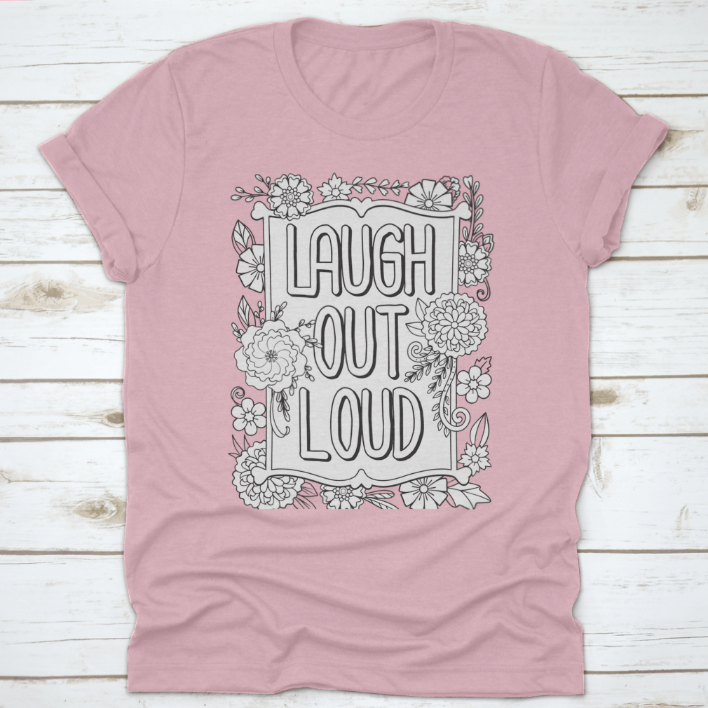 Laugh Out Loud Font with Flower Frame design, perfect for Valentine's Day gifts, showcasing vibrant colors and playful typography.