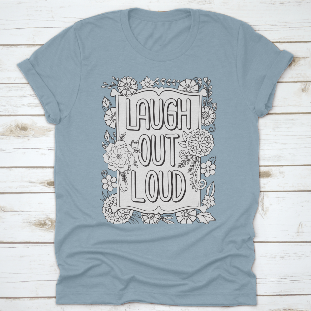 Laugh Out Loud Font with Flower Frame design, perfect for Valentine's Day gifts, showcasing vibrant colors and playful typography.