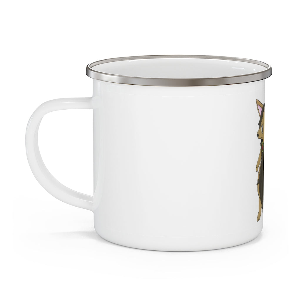 Layboy Enamel Camping Mug with a stylish design, featuring a C-handle and rounded corners, perfect for outdoor adventures.