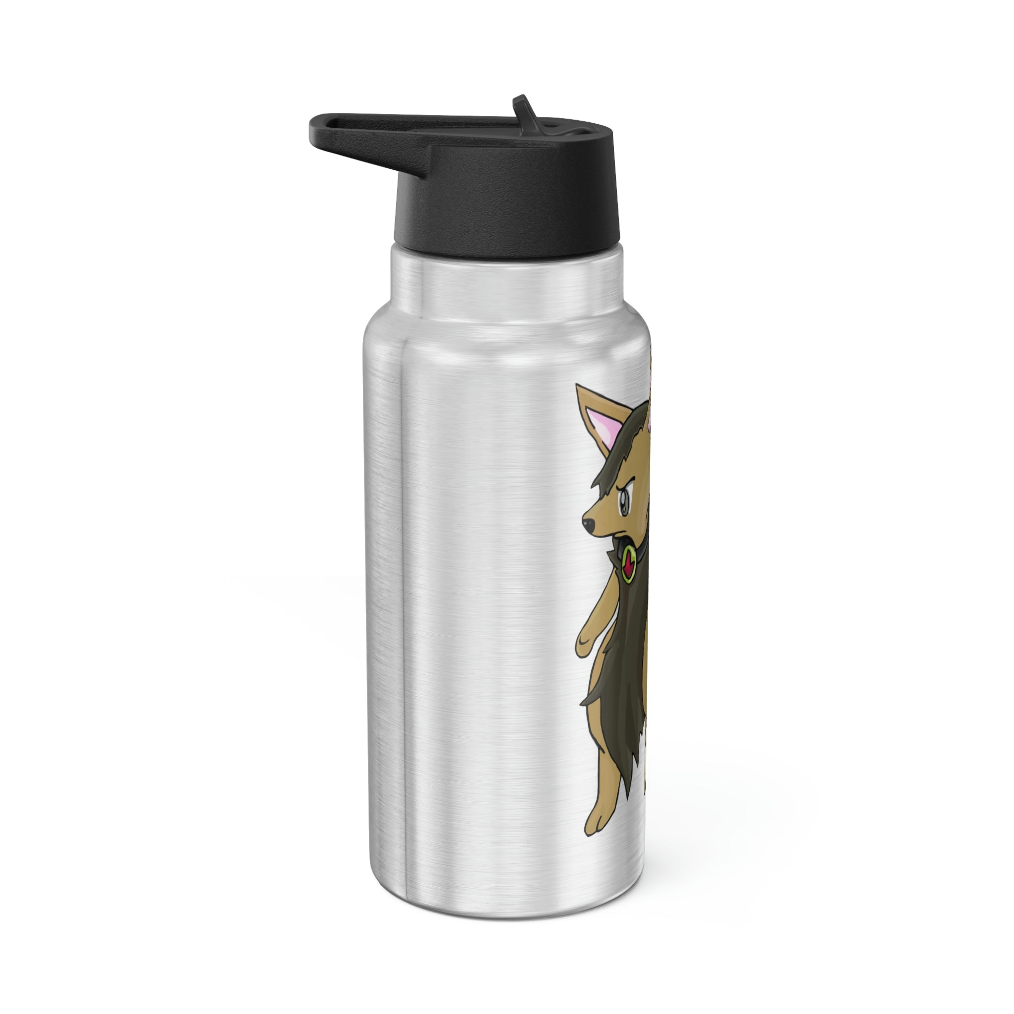 Layboy Gator Tumbler in stainless steel with a black cap and straw, showcasing a customizable design.