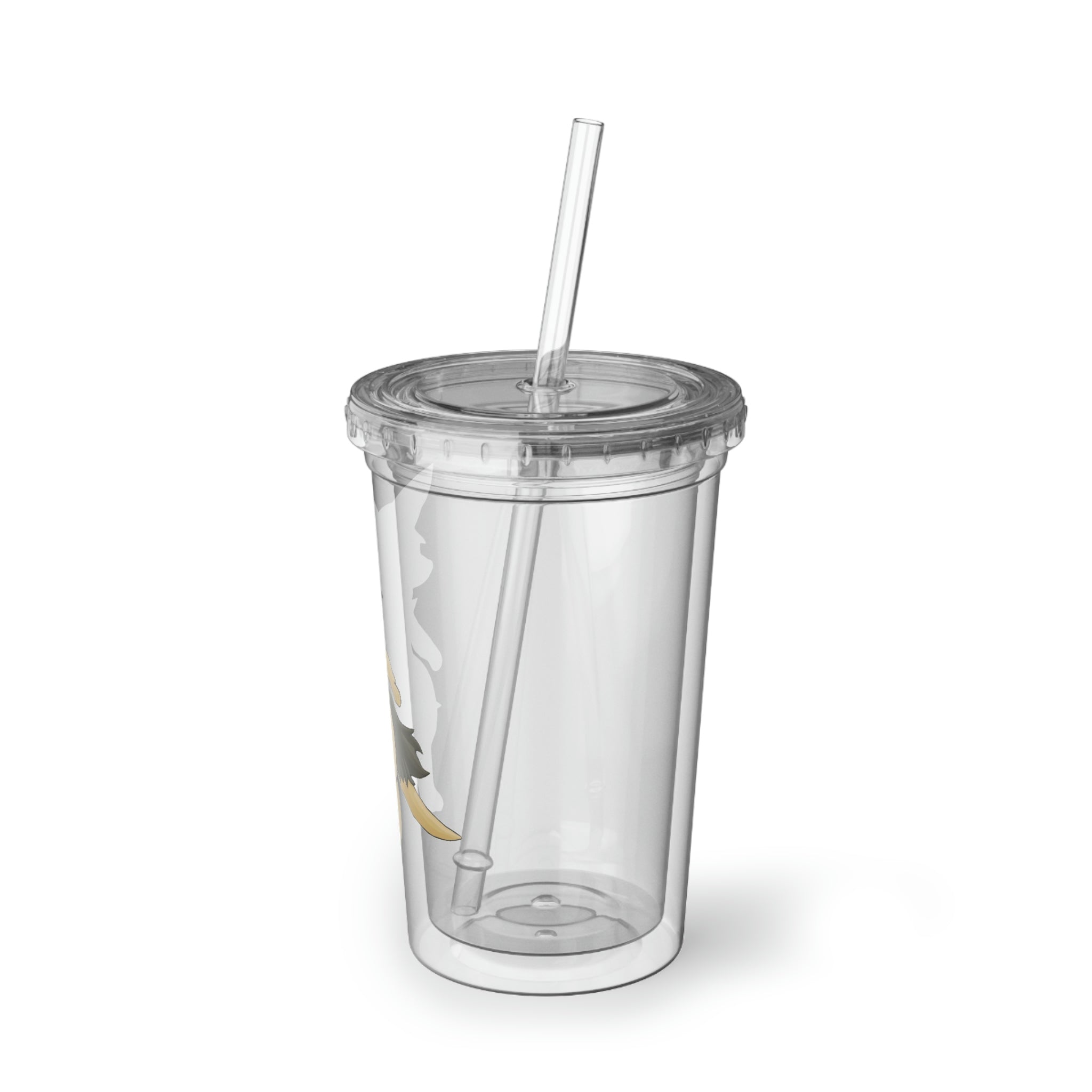 Layboy Suave Acrylic Cup in stainless steel with a black plastic cap and straw, showcasing a sleek design for stylish hydration.