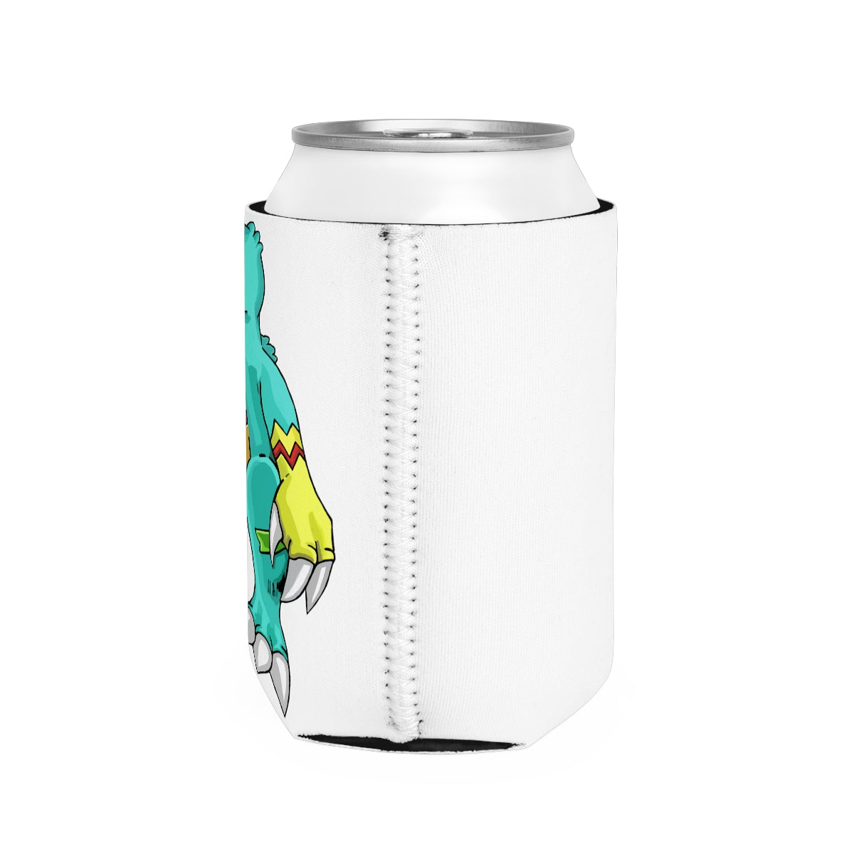 Laygoo Can Cooler Sleeve in black neoprene, designed to fit standard 12 oz cans, featuring a customizable exterior.