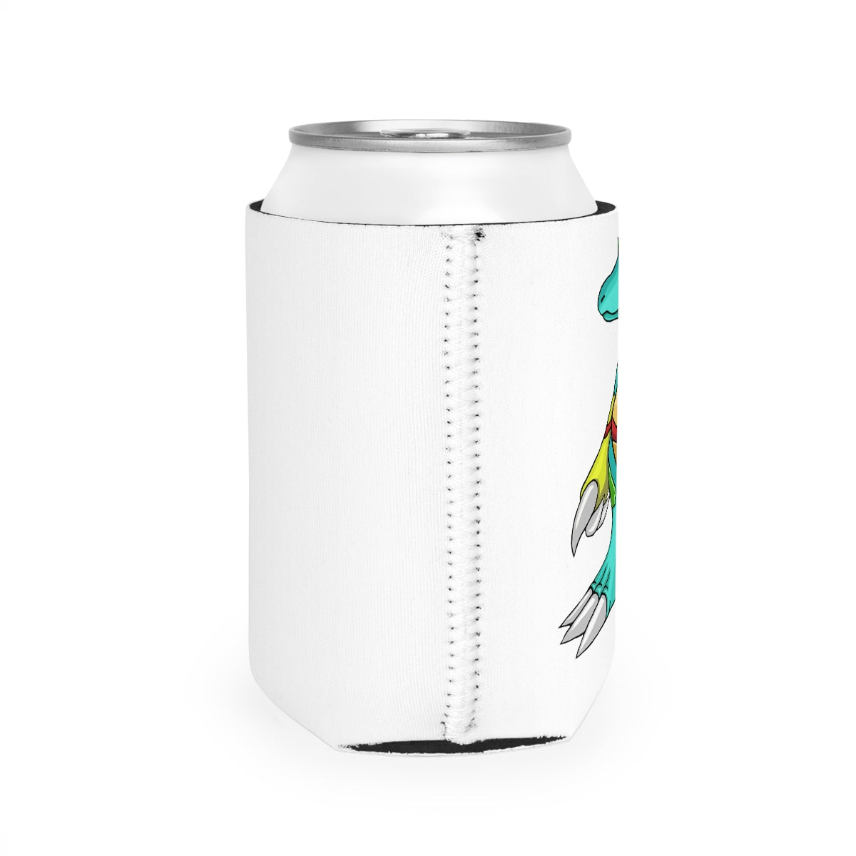 Laygoo Can Cooler Sleeve in black neoprene, designed to fit standard 12 oz cans, featuring a customizable exterior.