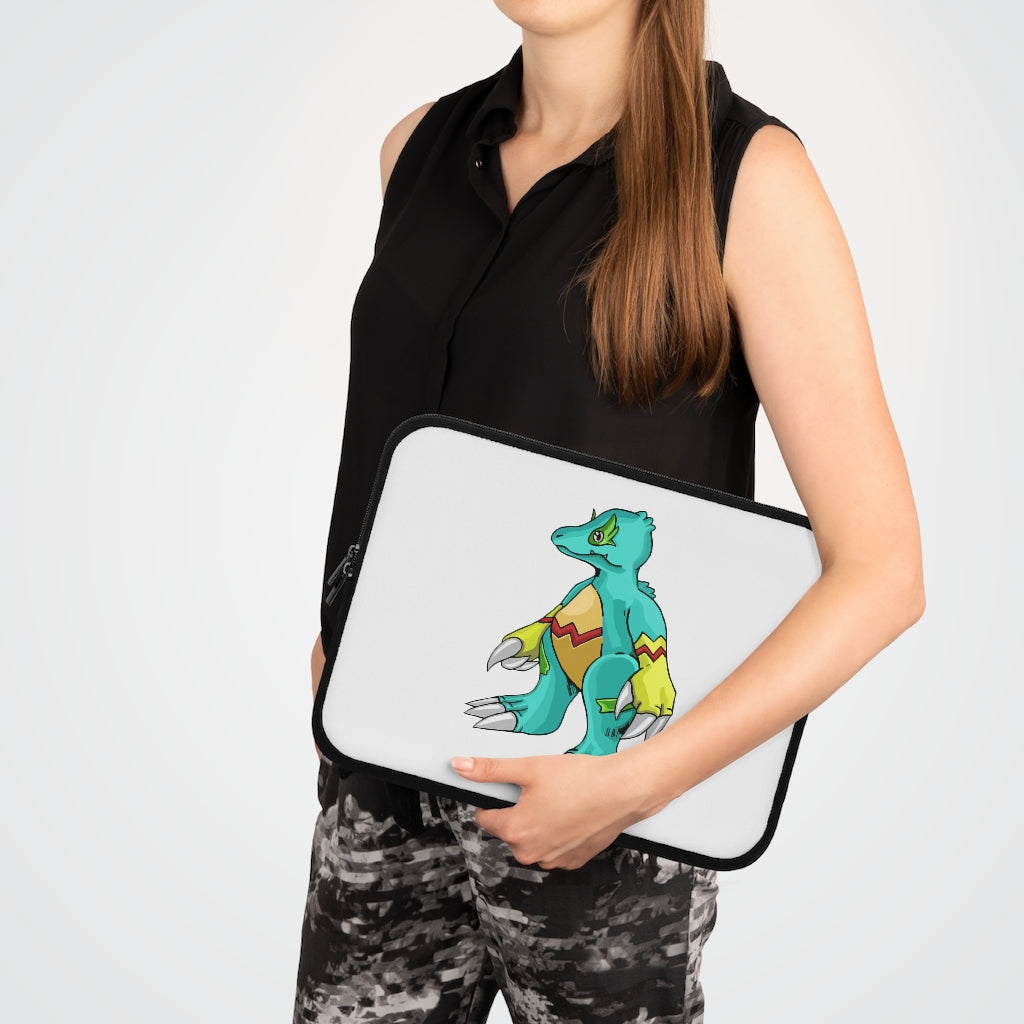 Laygoo Laptop Sleeve featuring a customizable front design and a black polyester back, showcasing its water-resistant and durable construction.