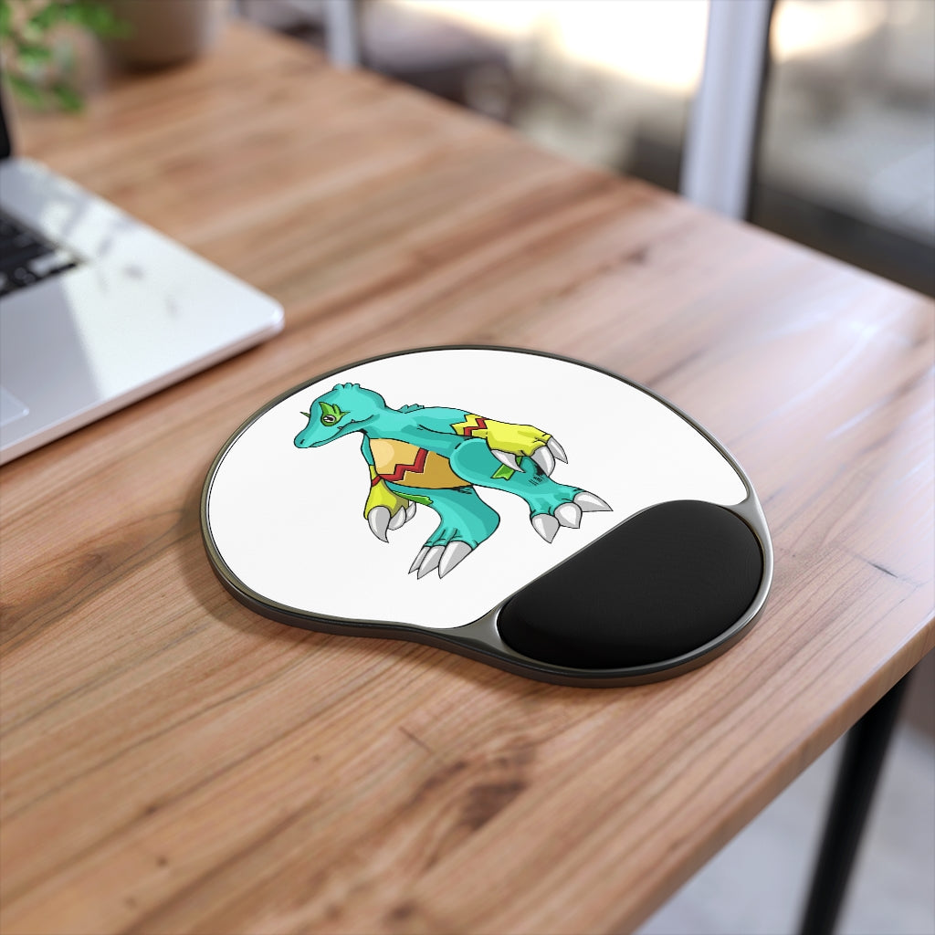 Laygoo Mouse Pad with ergonomic Memory Foam wrist rest and customizable neoprene insert, featuring a foot-shaped black plastic base.