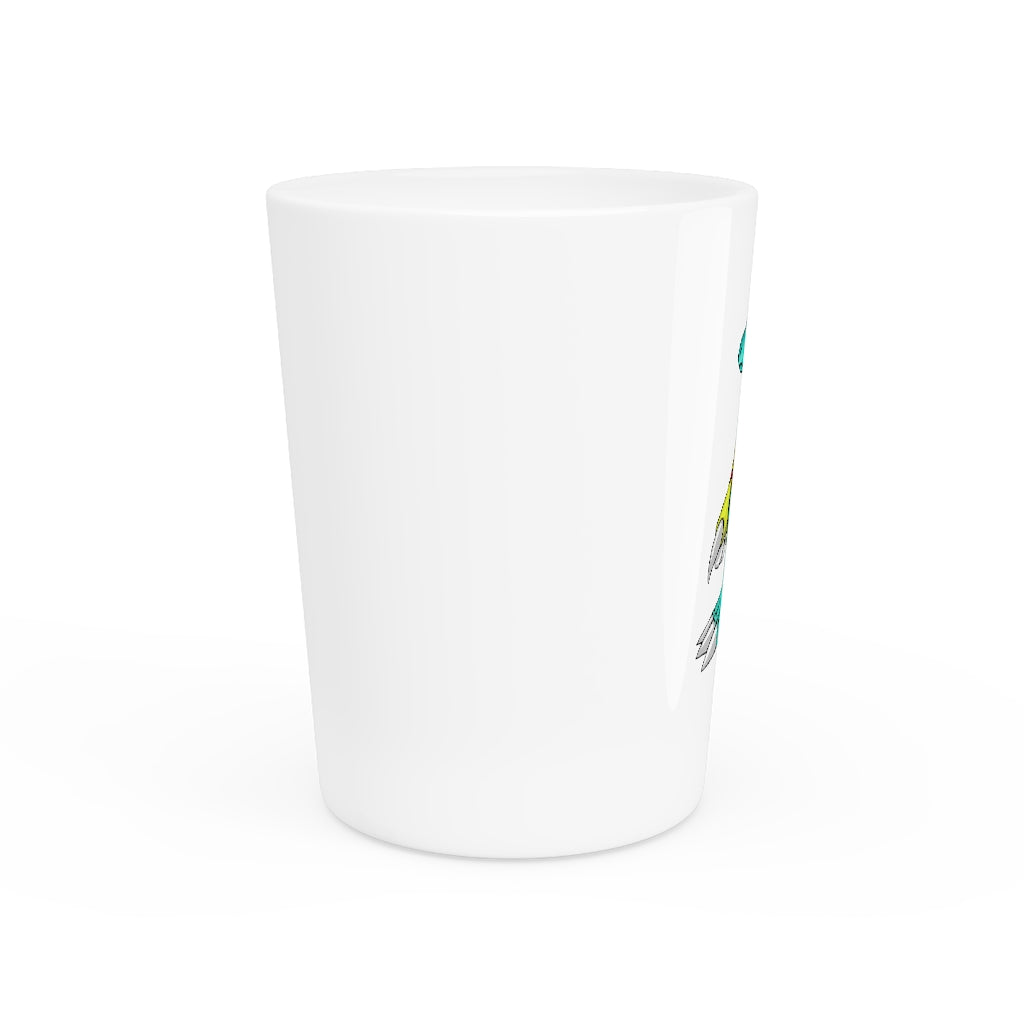 Personalized Laygoo Shot Glass with white ceramic and customizable design, available in white or black interior.