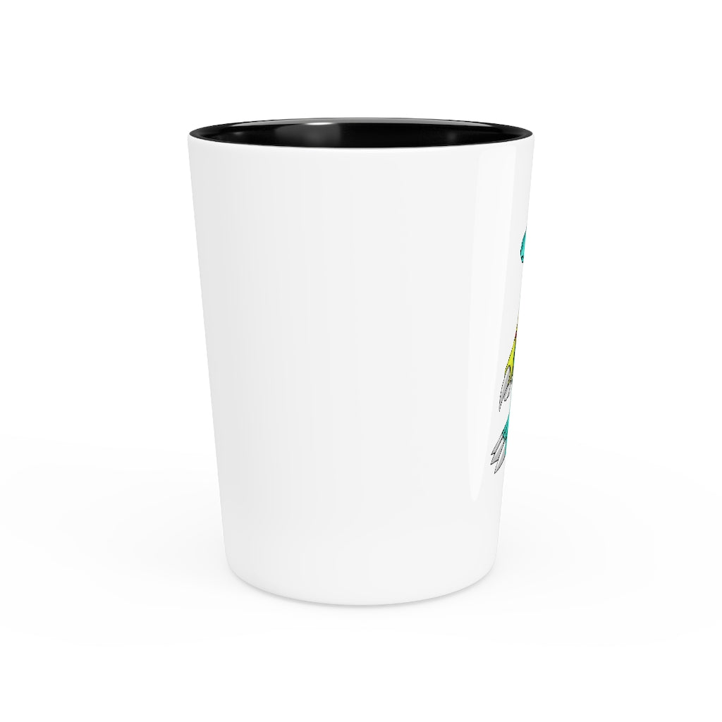 Personalized Laygoo Shot Glass with white ceramic and customizable design, available in white or black interior.