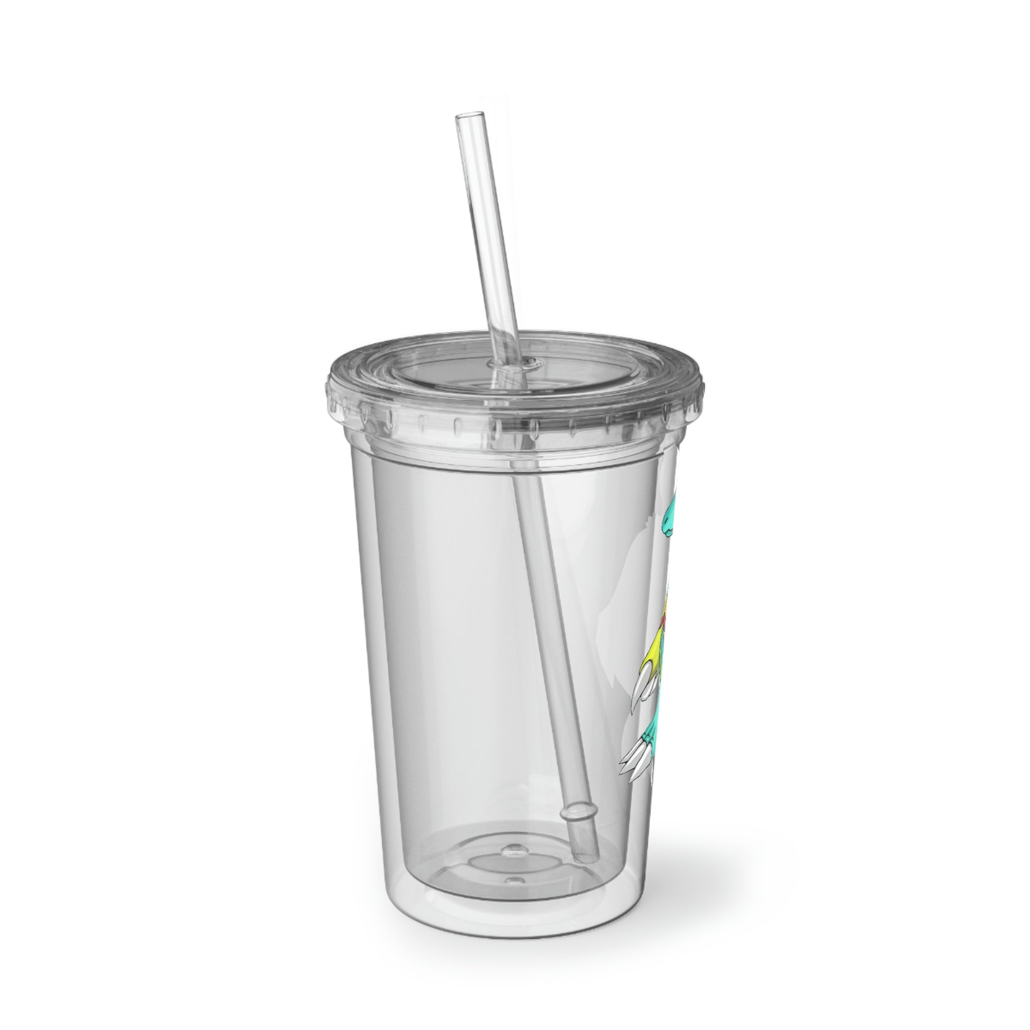 Laygoo Suave Acrylic Cup in stainless steel with a black plastic straw, showcasing a customizable design.