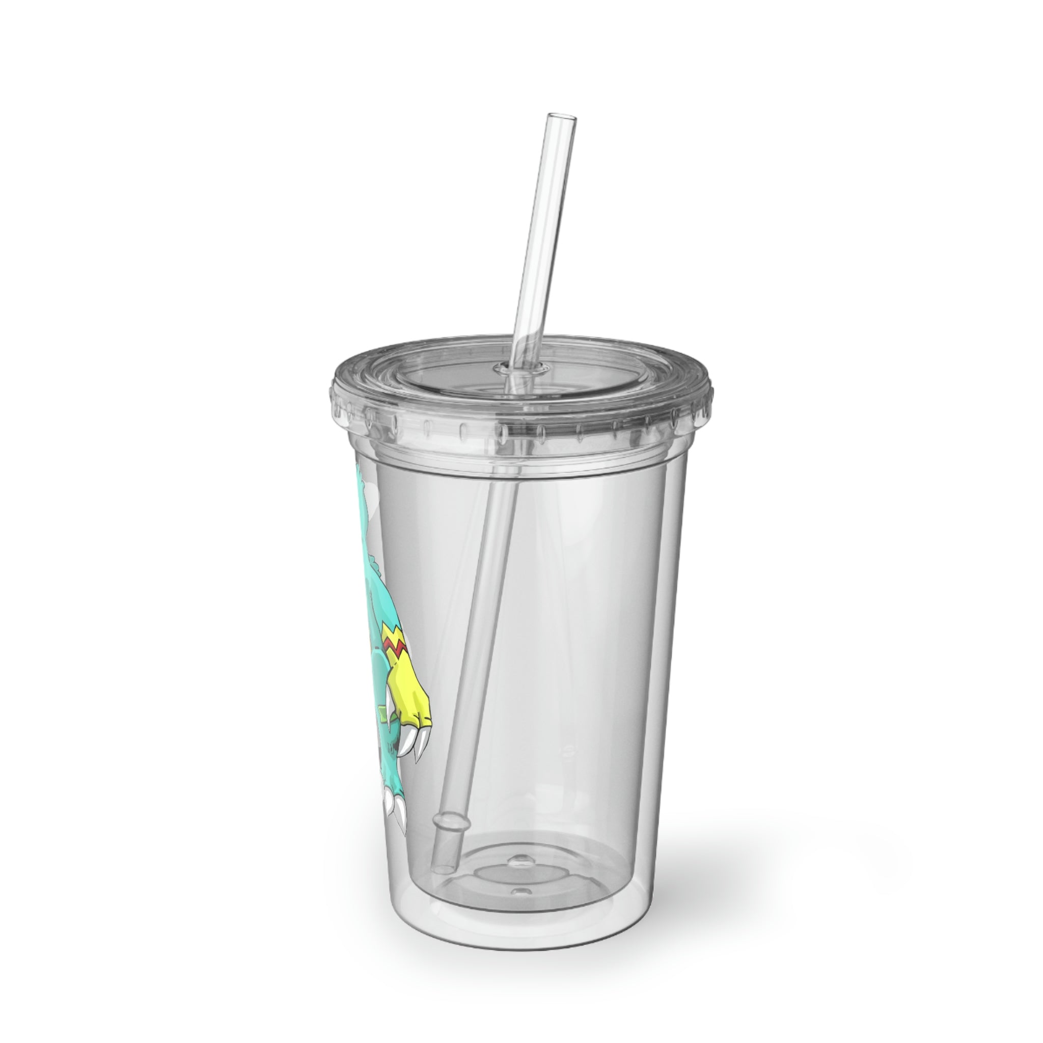 Laygoo Suave Acrylic Cup in stainless steel with a black plastic straw, showcasing a customizable design.