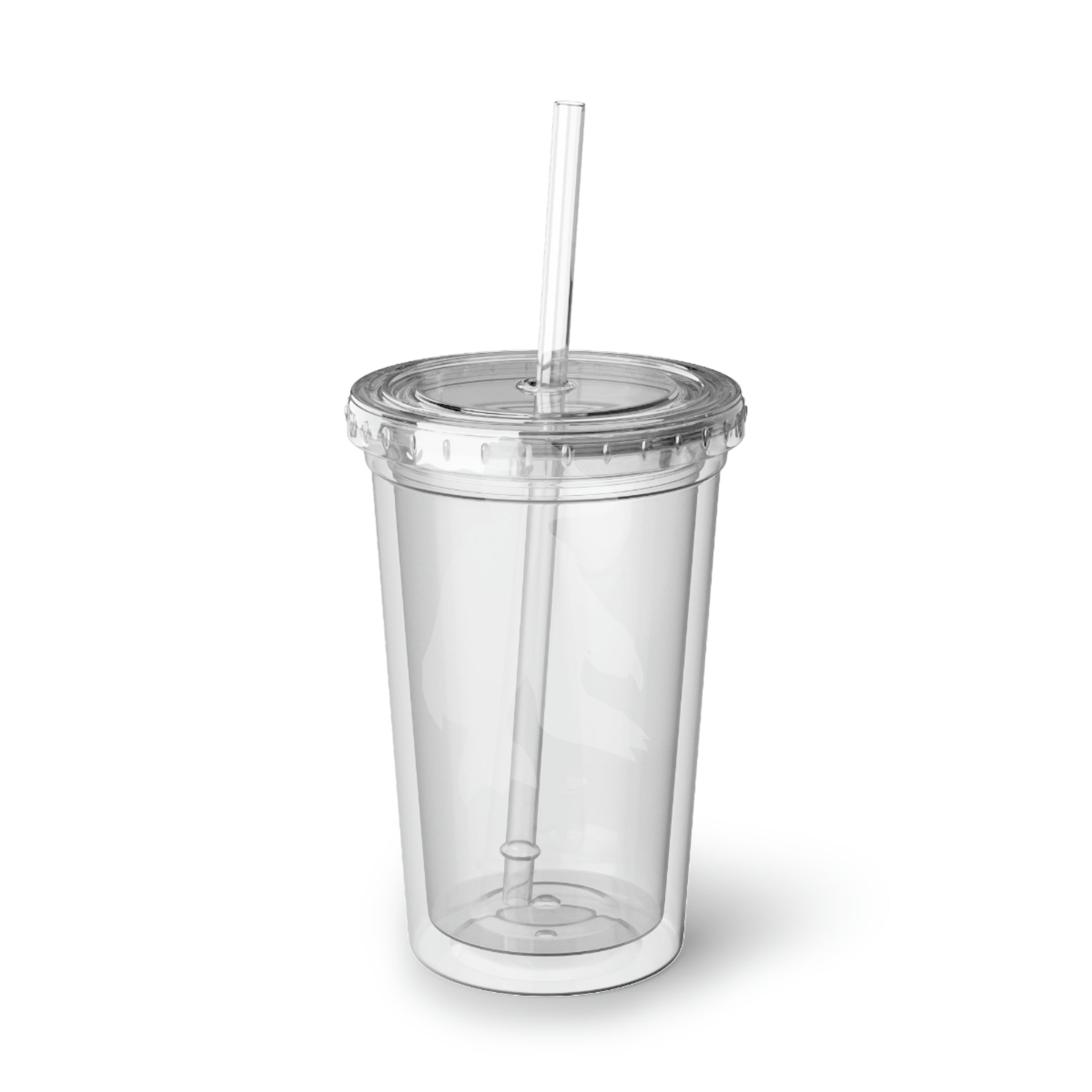 Laygoo Suave Acrylic Cup in stainless steel with a black plastic straw, showcasing a customizable design.