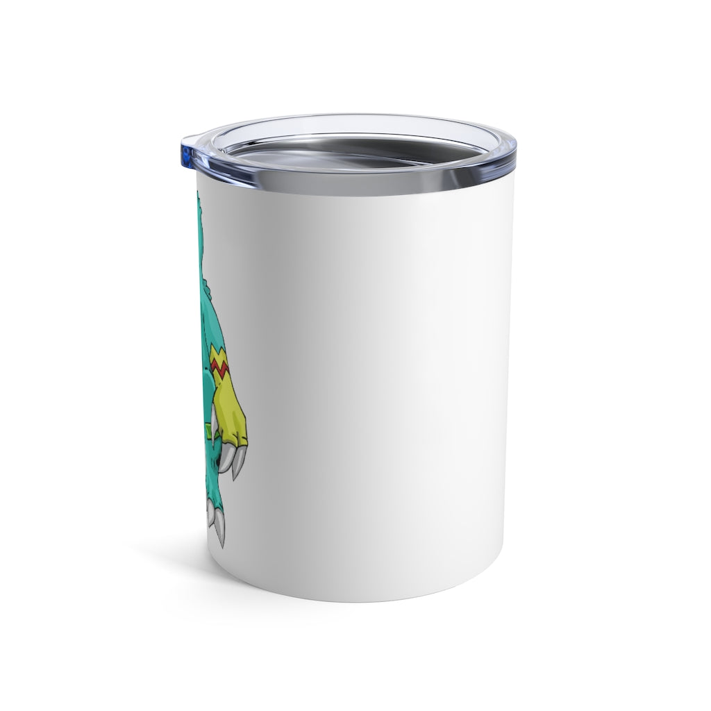 Laygoo Tumbler 10oz in stainless steel with a see-thru plastic lid, showcasing its sleek design and rounded corners.