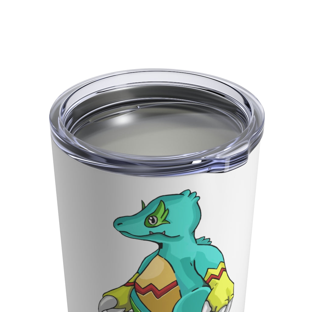 Laygoo Tumbler 10oz in stainless steel with a see-thru plastic lid, showcasing its sleek design and rounded corners.