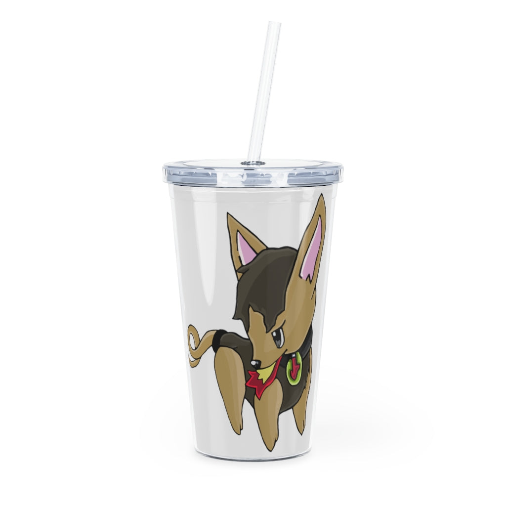 LB Plastic Tumbler with Straw, featuring a customizable design, lid, and reusable straw, perfect for events and gatherings.