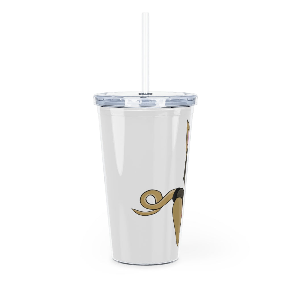 LB Plastic Tumbler with Straw, featuring a customizable design, lid, and reusable straw, perfect for events and gatherings.