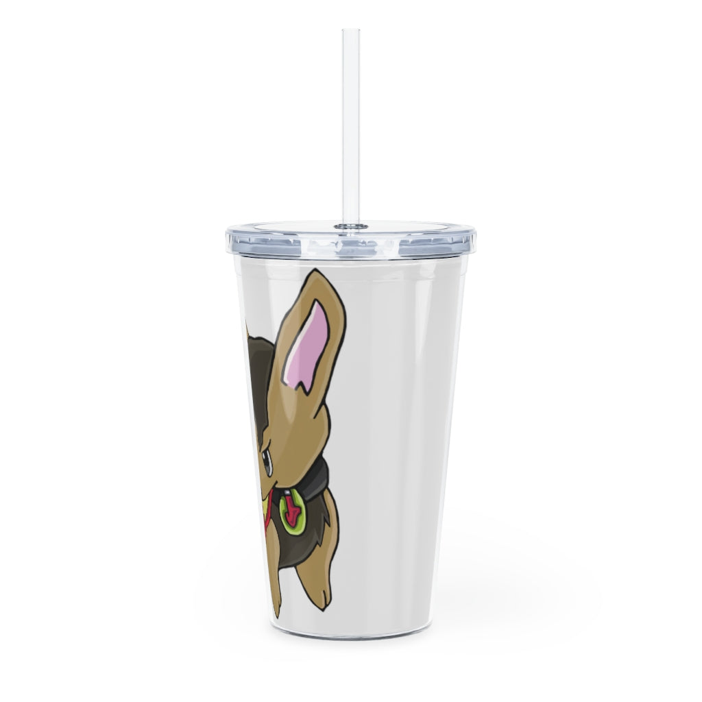 LB Plastic Tumbler with Straw, featuring a customizable design, lid, and reusable straw, perfect for events and gatherings.