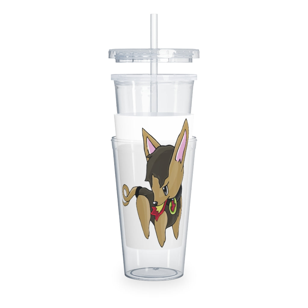 LB Plastic Tumbler with Straw, featuring a customizable design, lid, and reusable straw, perfect for events and gatherings.