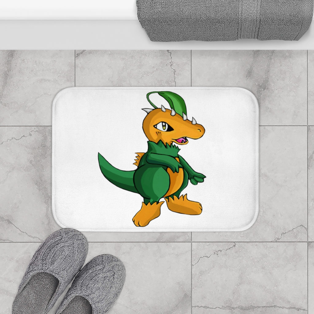 Leafasaur Bath Mat with anti-slip backing, showcasing stylish design and soft microfiber material.