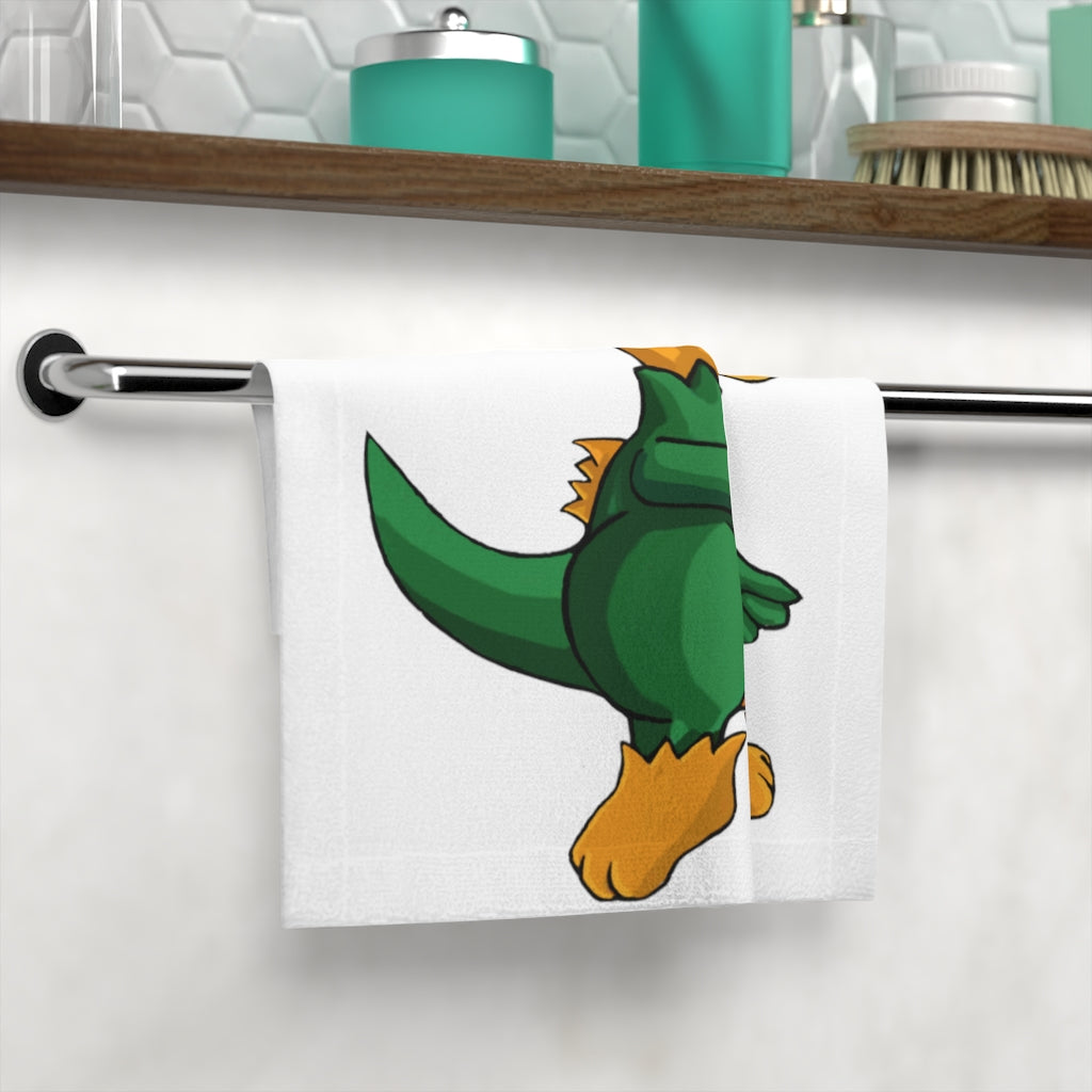 Leafasaur Face Towel featuring a customisable polyester front and soft cotton back, ideal for personalisation.