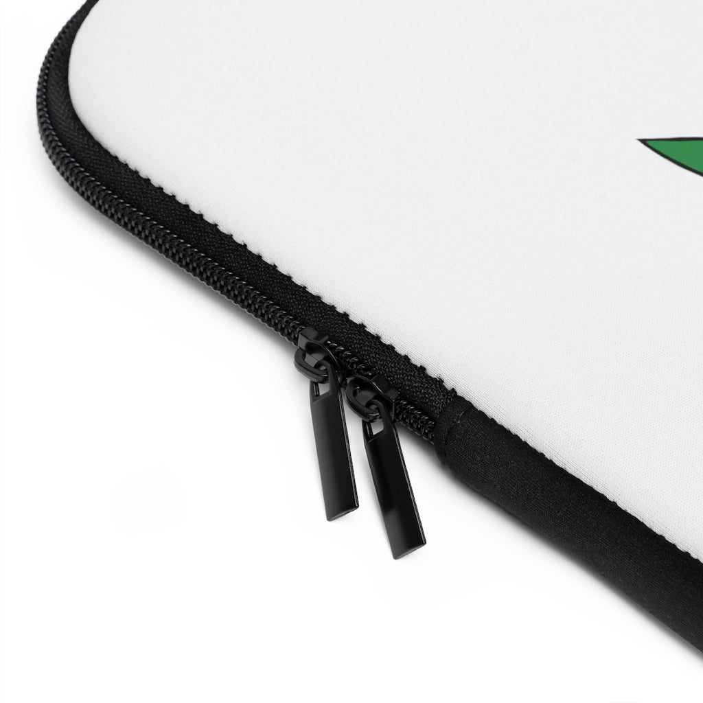 Leafasaur Laptop Sleeve featuring a customizable front design and black polyester back, ideal for protecting laptops.