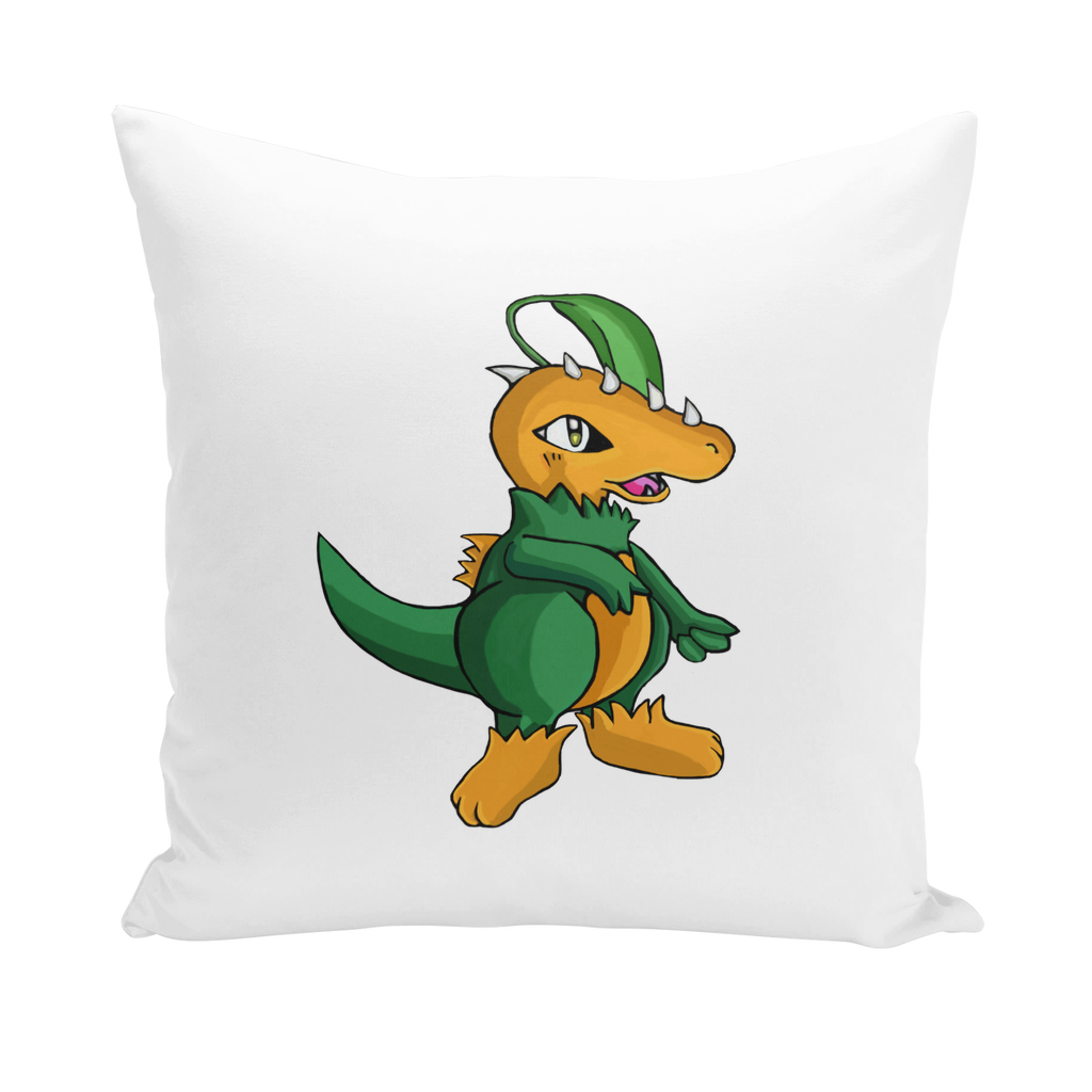 Leafasaur Throw Pillows in various styles including linen, canvas, and suede, showcasing vibrant colors and textures.