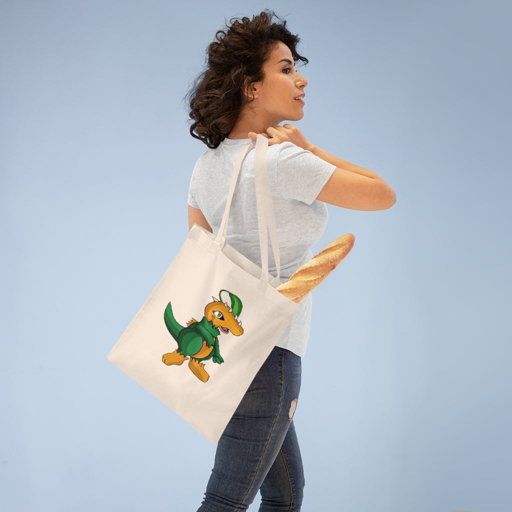 Leafasaur Tote Bag made of 100% cotton with long handles and cross stitching, available in multiple colors.