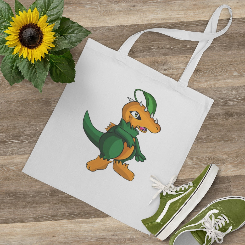 Leafasaur Tote Bag made of 100% cotton with long handles and cross stitching, available in multiple colors.