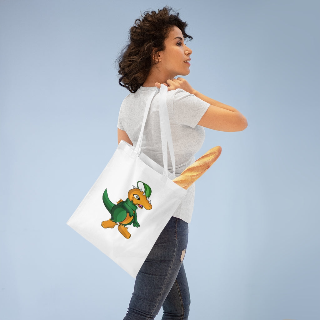 Leafasaur Tote Bag made of 100% cotton with long handles and cross stitching, available in multiple colors.