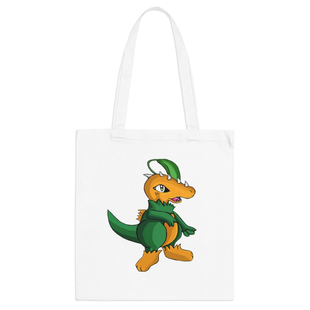 Leafasaur Tote Bag made of 100% cotton with long handles and cross stitching, available in multiple colors.