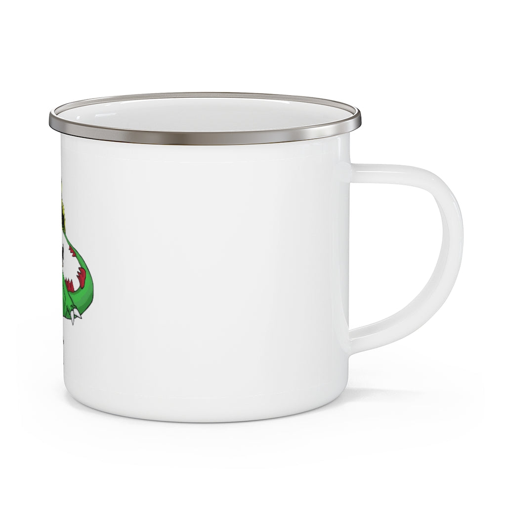 Ledinaking Enamel Camping Mug with a C-handle, featuring a personalized design and durable stainless steel construction.