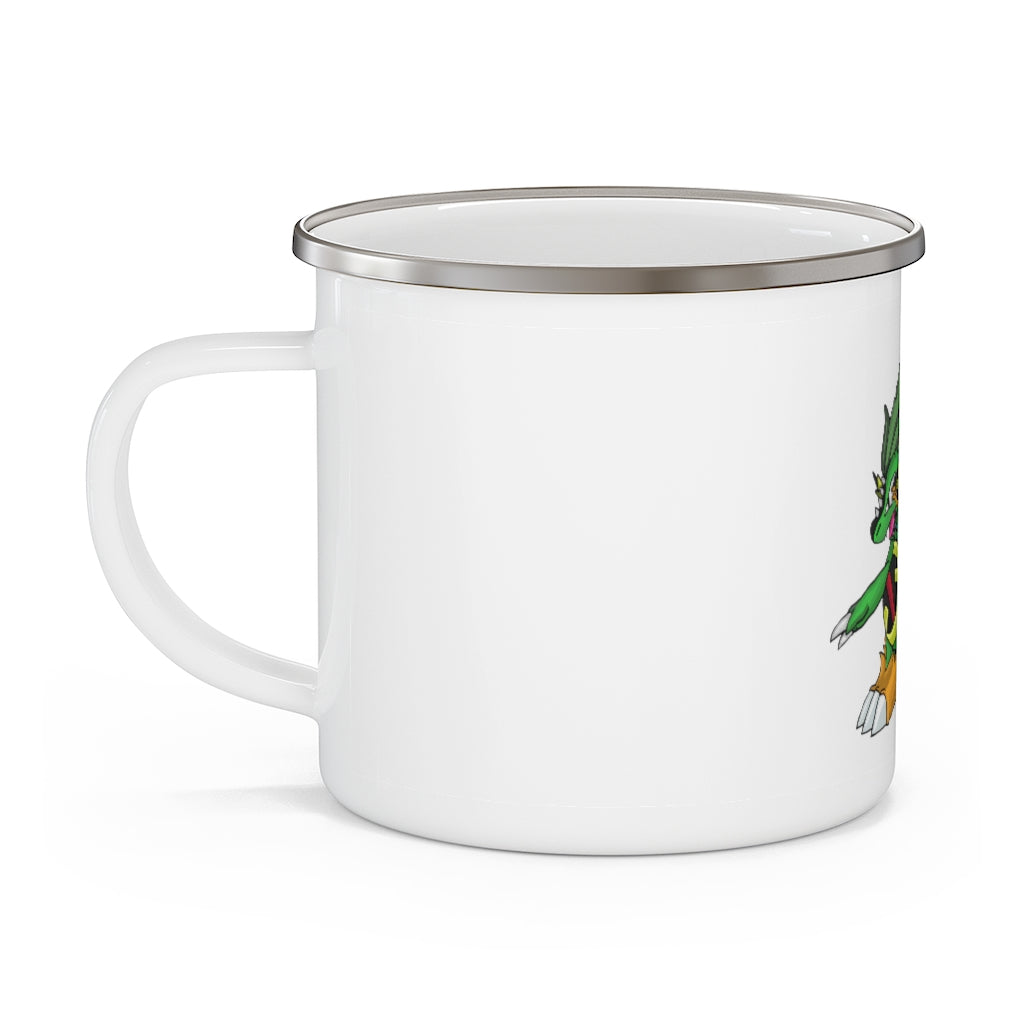 Ledinaking Enamel Camping Mug with a C-handle, featuring a personalized design and durable stainless steel construction.