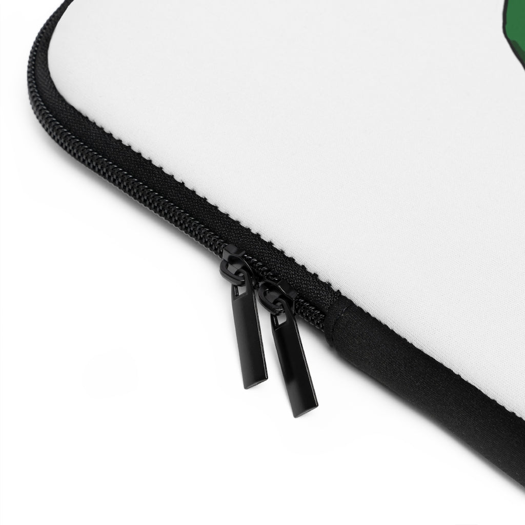 Ledino Laptop Sleeve featuring a customizable front design and solid black back, made from smooth neoprene material.