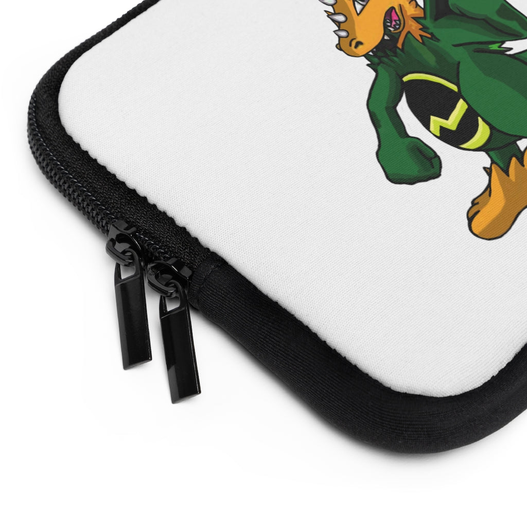 Ledino Laptop Sleeve featuring a customizable front design and solid black back, made from smooth neoprene material.