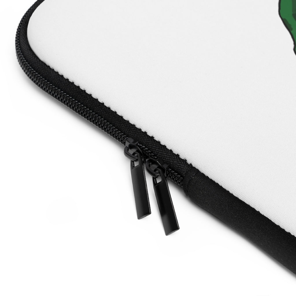 Ledino Laptop Sleeve featuring a customizable front design and solid black back, made from smooth neoprene material.