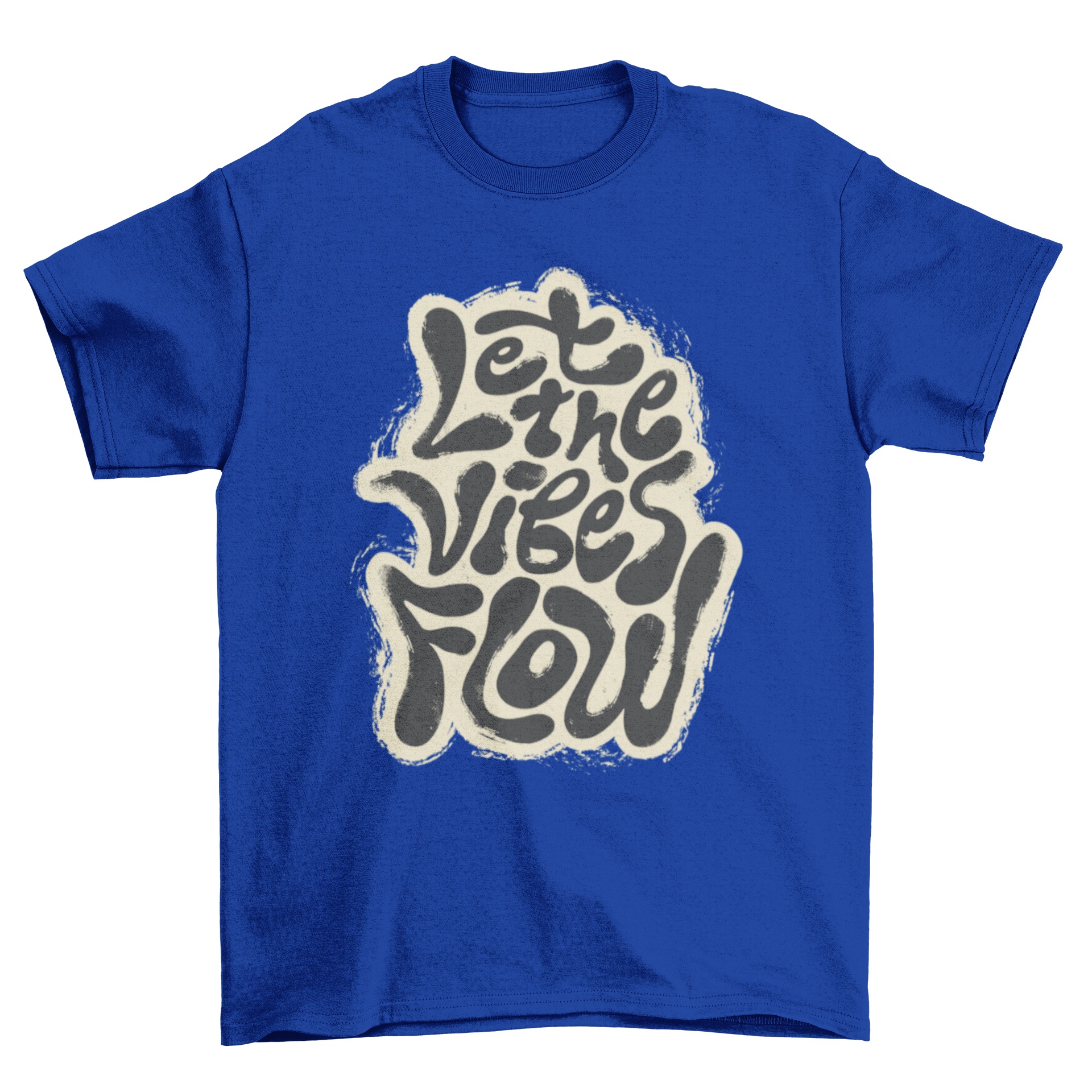 A stylish t-shirt featuring the quote 'Let the vibes flow' in textured lettering, perfect for casual wear.