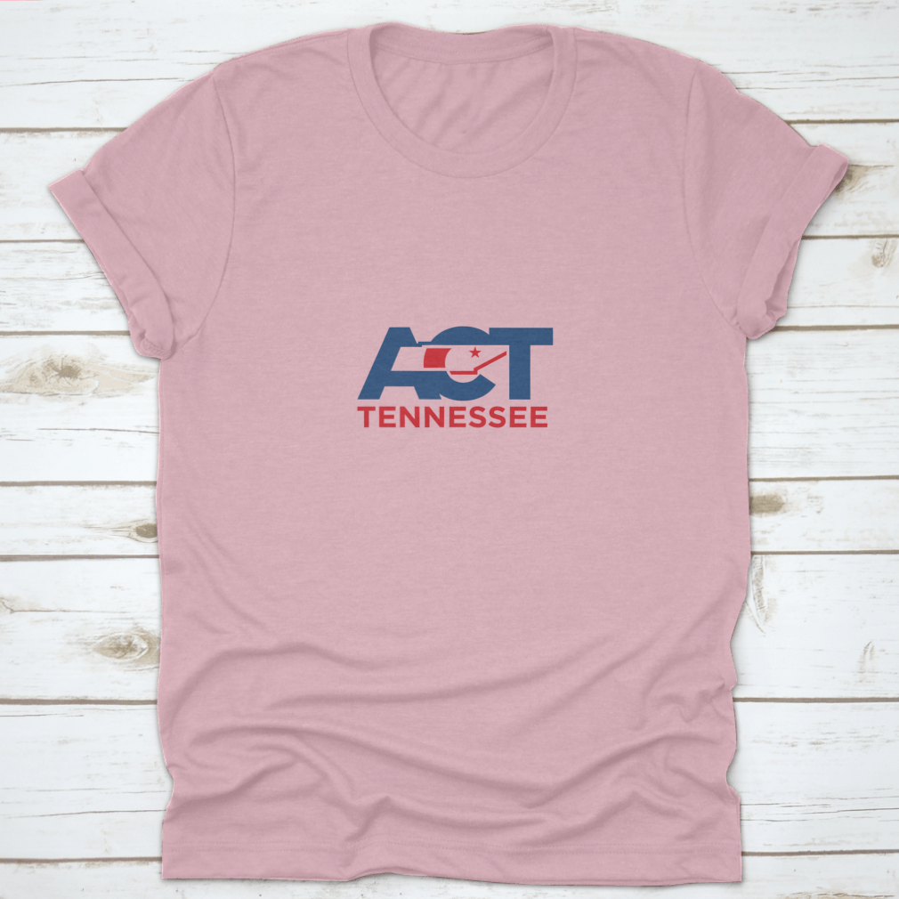 Letter Act shirt featuring Tennessee Map Icon with A, C, and T logo design, made from soft cotton blend fabric.