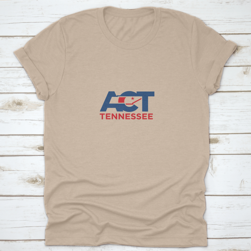 Letter Act shirt featuring Tennessee Map Icon with A, C, and T logo design, made from soft cotton blend fabric.