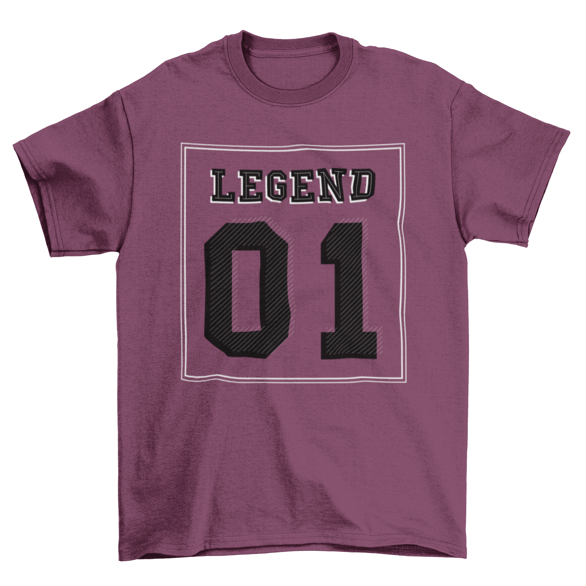 A stylish Lettering Number T-shirt featuring the text 'LEGEND 01' in bold letters, perfect for casual wear.