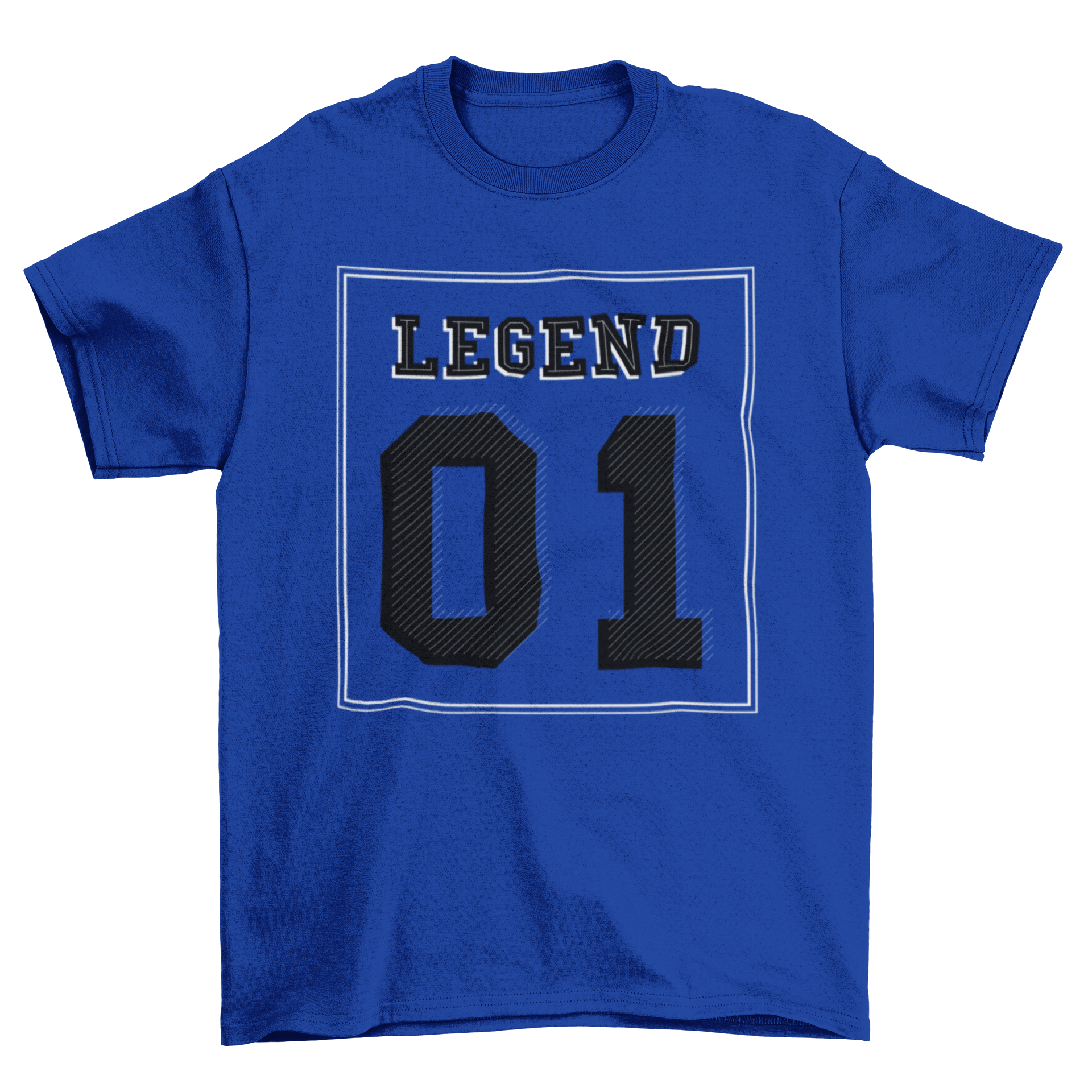 A stylish Lettering Number T-shirt featuring the text 'LEGEND 01' in bold letters, perfect for casual wear.