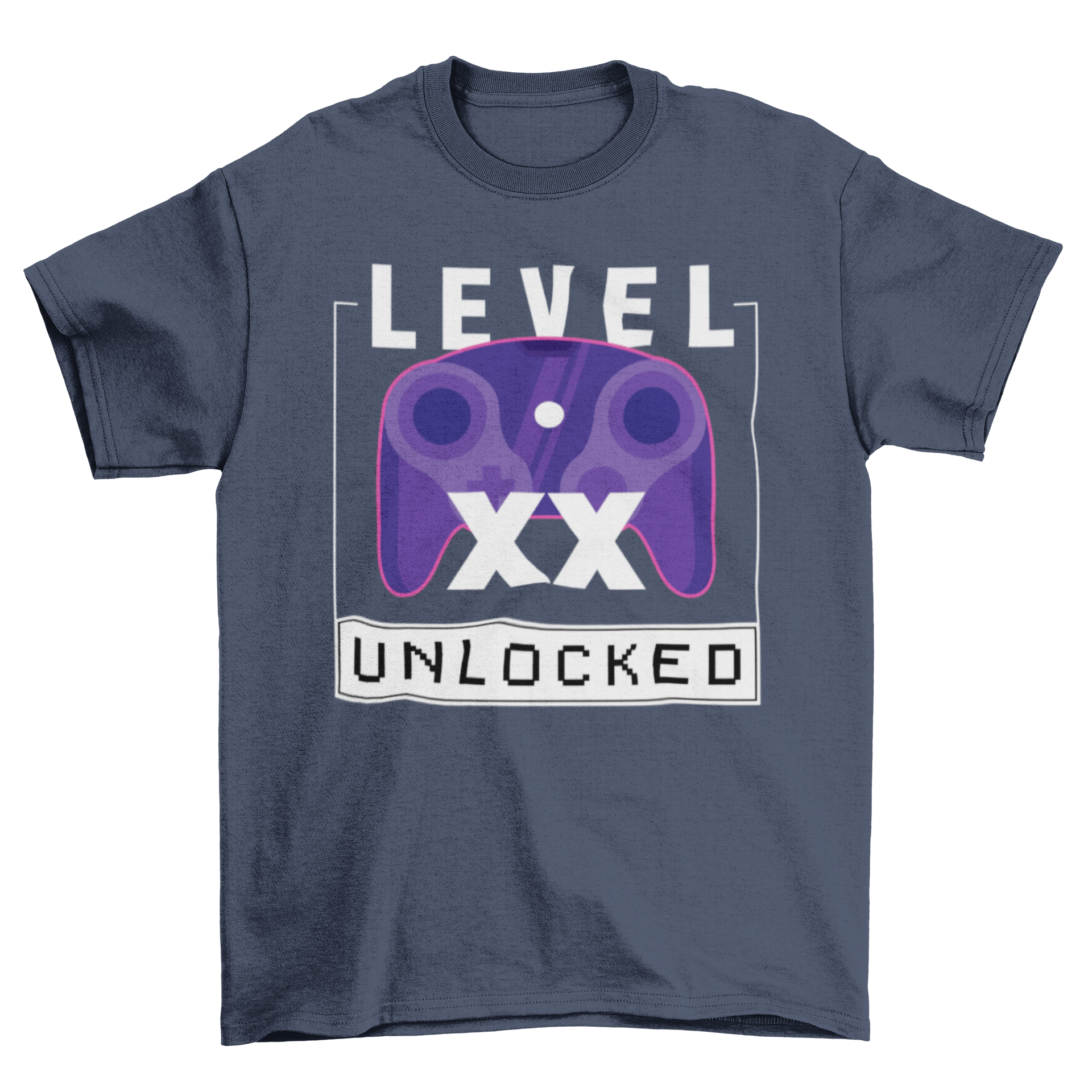 Level XX Unlocked T-Shirt featuring a joystick design and the caption 'Level Unlocked'.